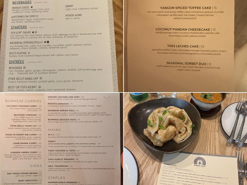 Burma Love - Menlo Park Menu