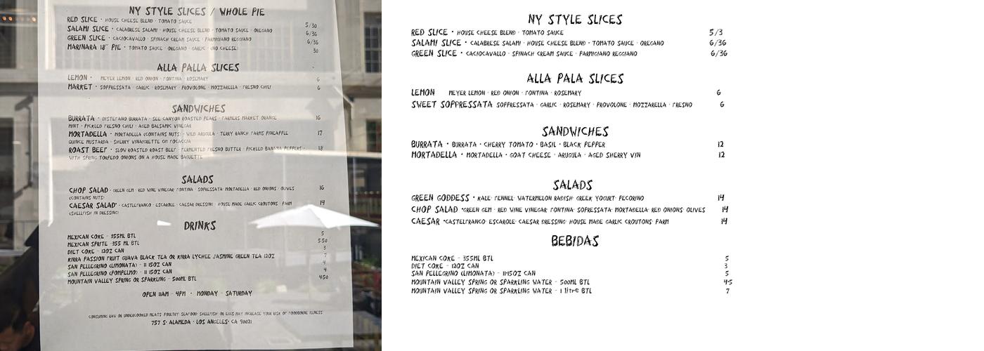 Pane Bianco Menu