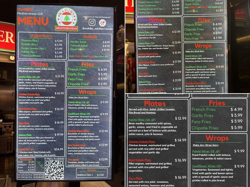 Wahib's Mediterranean Express Menu