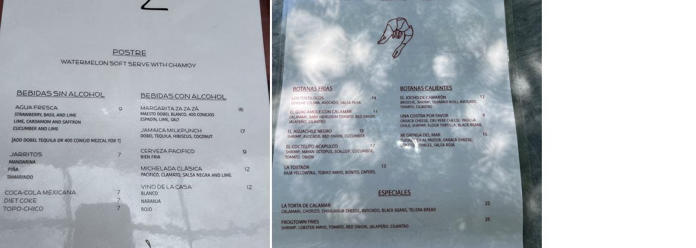 Mariscos Za Za Zá Menu