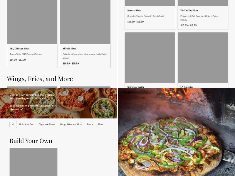 Tic Tac Toe Pizza Menu