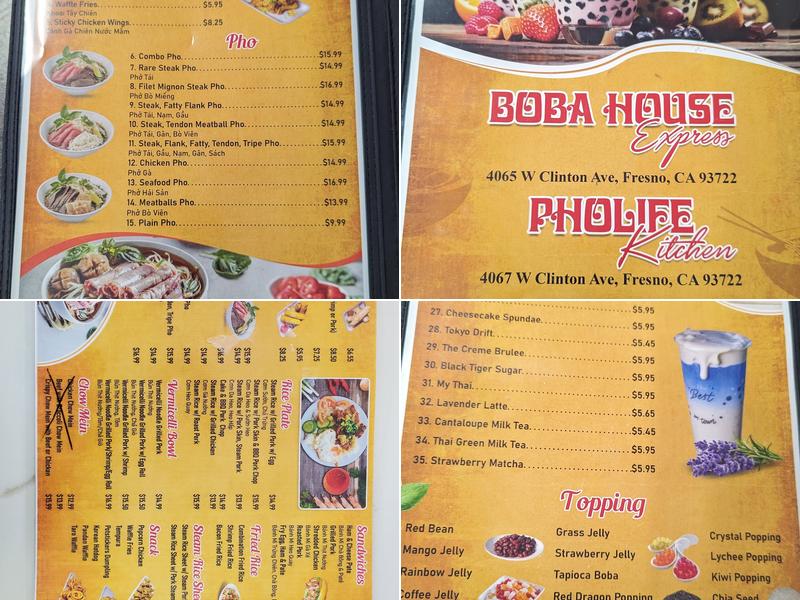 Pho-Life kitchen Menu