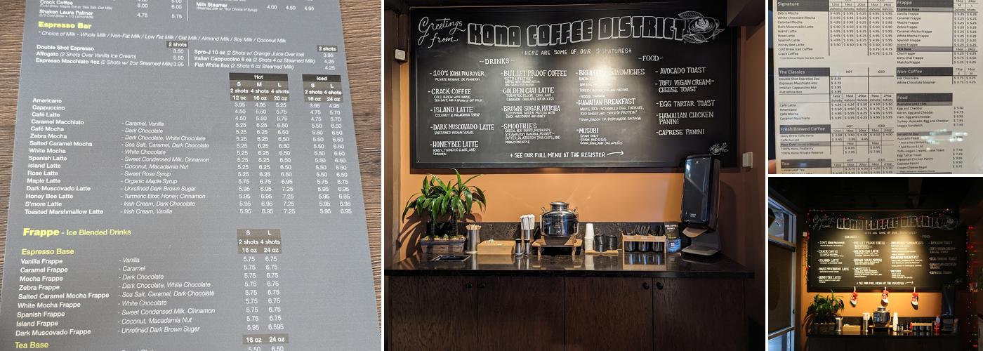 Kona Coffee District Menu