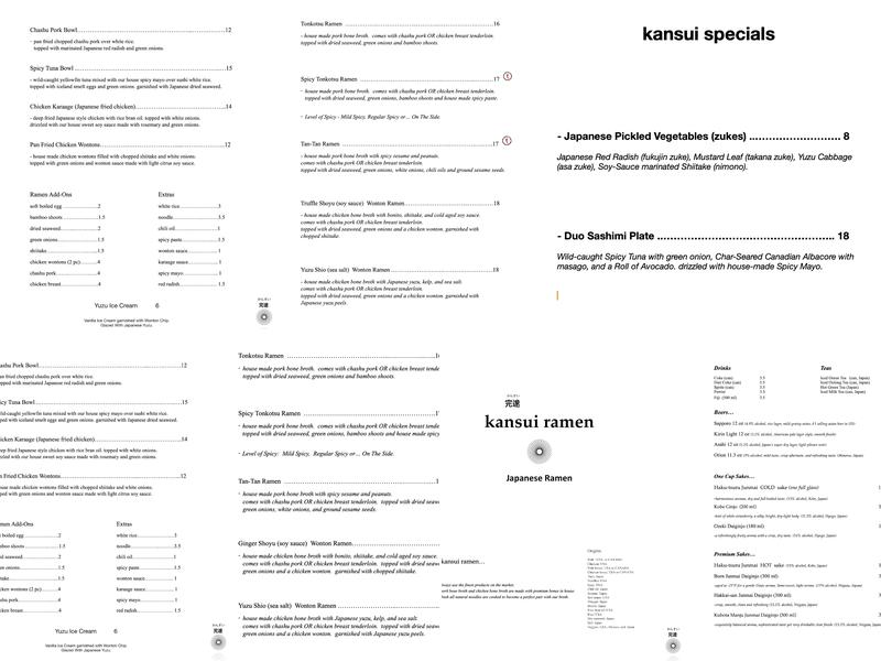 Kansui Ramen (Westlake Village, CA) Menu