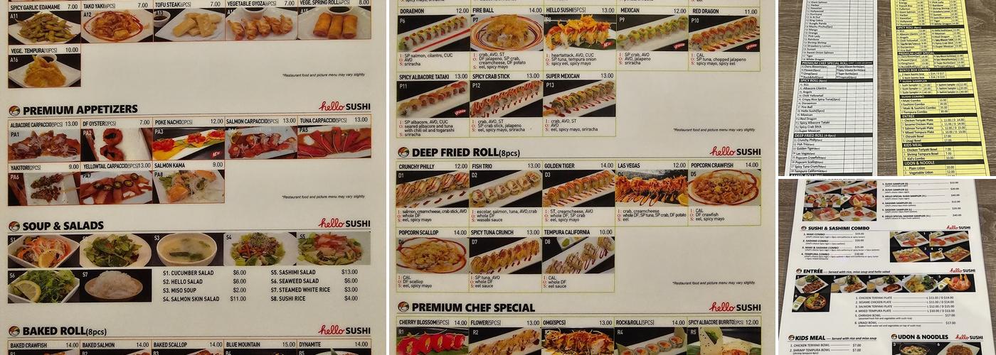 Hello Sushi Brea Menu