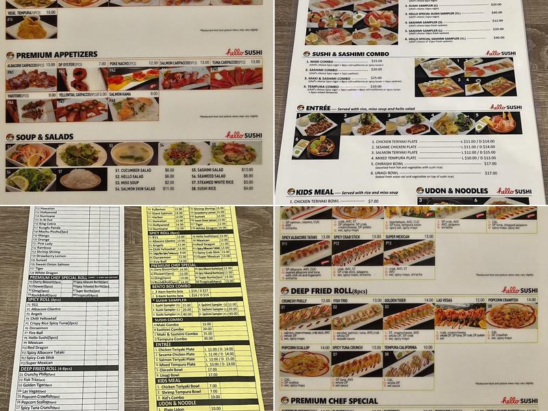 Hello Sushi Brea Menu