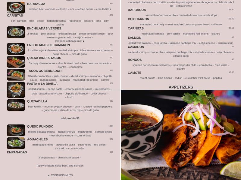 Kalaveras Menu