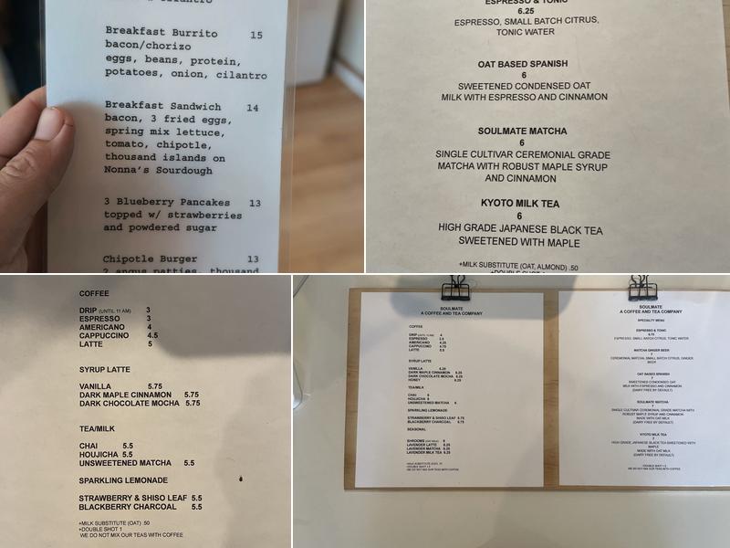 SOULMATE - A COFFEE AND TEA COMPANY Menu