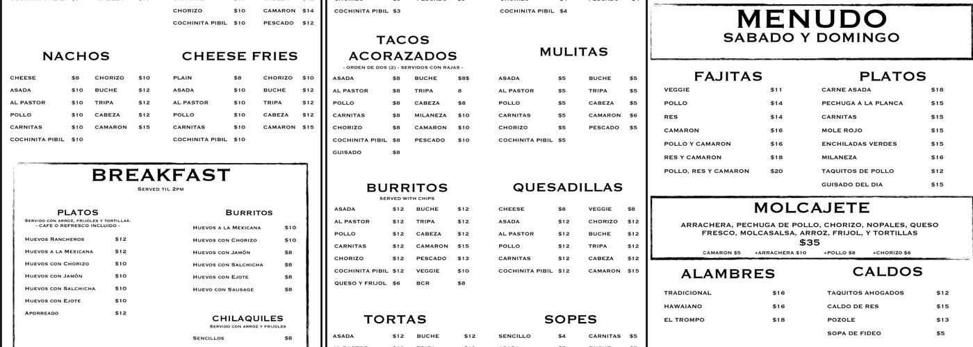 Kahlo Mexican Kitchen Menu