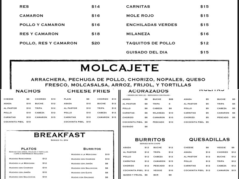 Kahlo Mexican Kitchen Menu