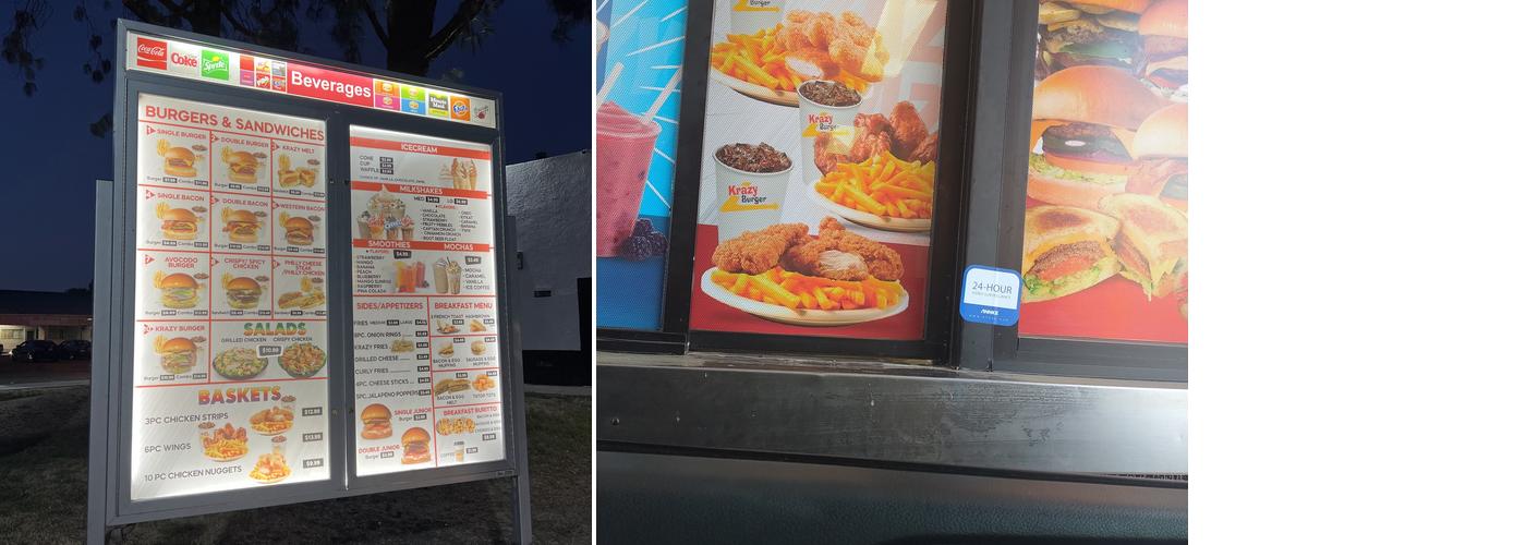 Krazy Burger & Chicken Menu