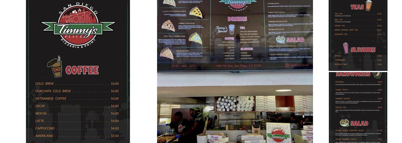 Timmy's Place Menu