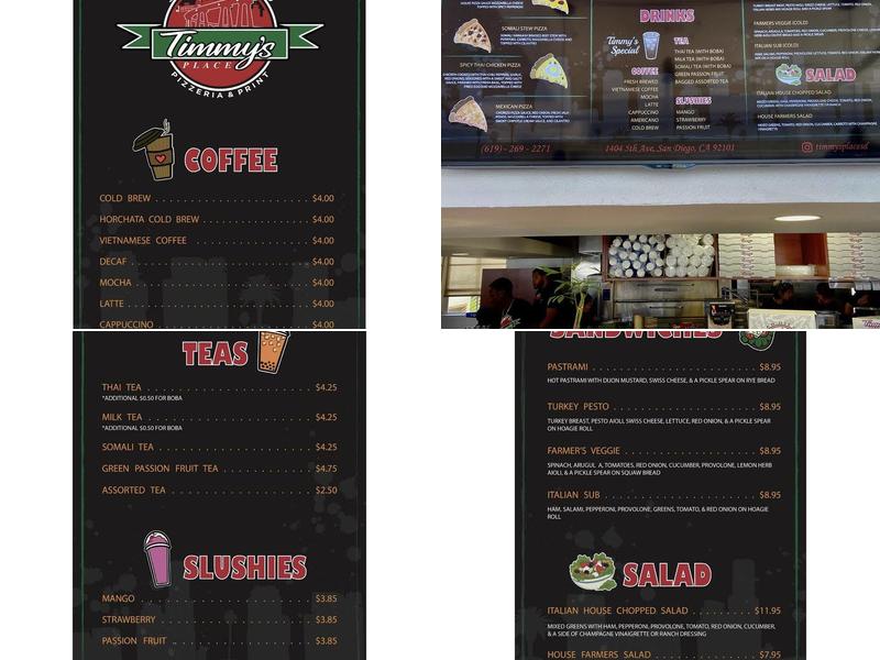 Timmy's Place Menu