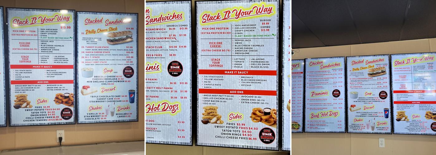 Cali Stack Burgers & Grill Menu