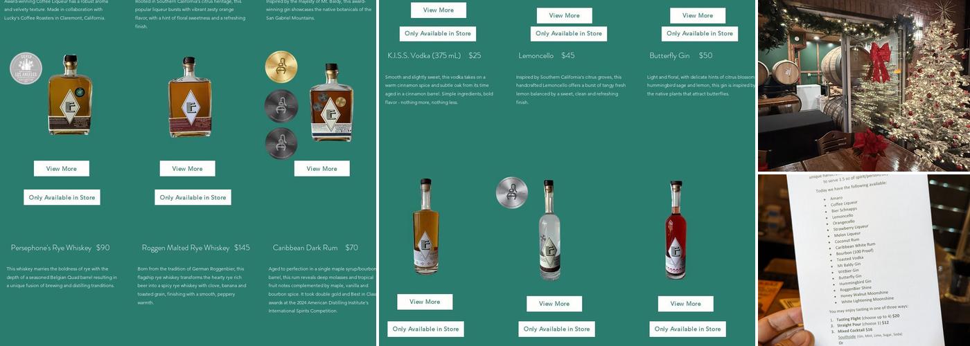 Evolve Distilling Menu