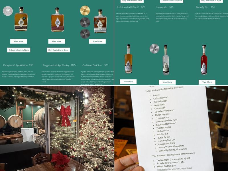 Evolve Distilling Menu