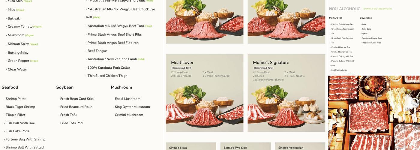 Mumu Hot Pot Menu