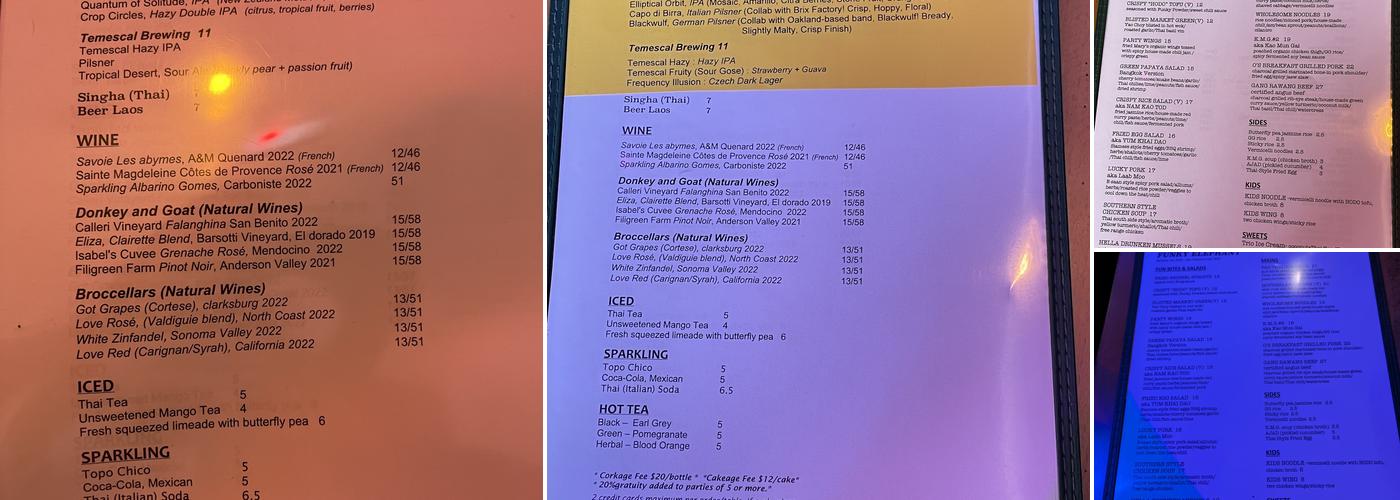 Funky Elephant SF Menu