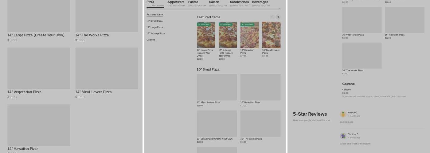 Grasso Pizza Menu