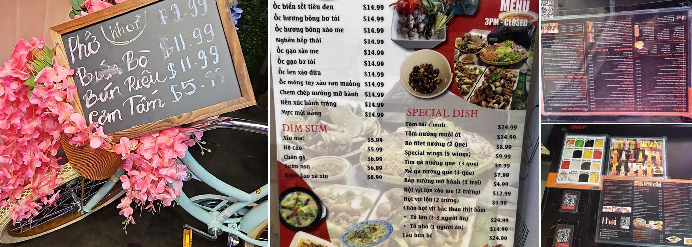 Khoi Restaurant Menu