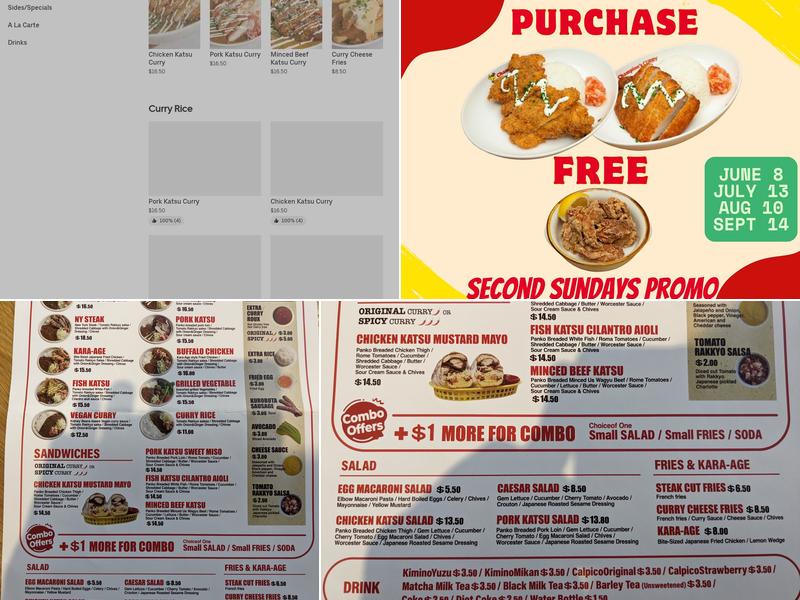 Champion's Curry Pasadena Menu