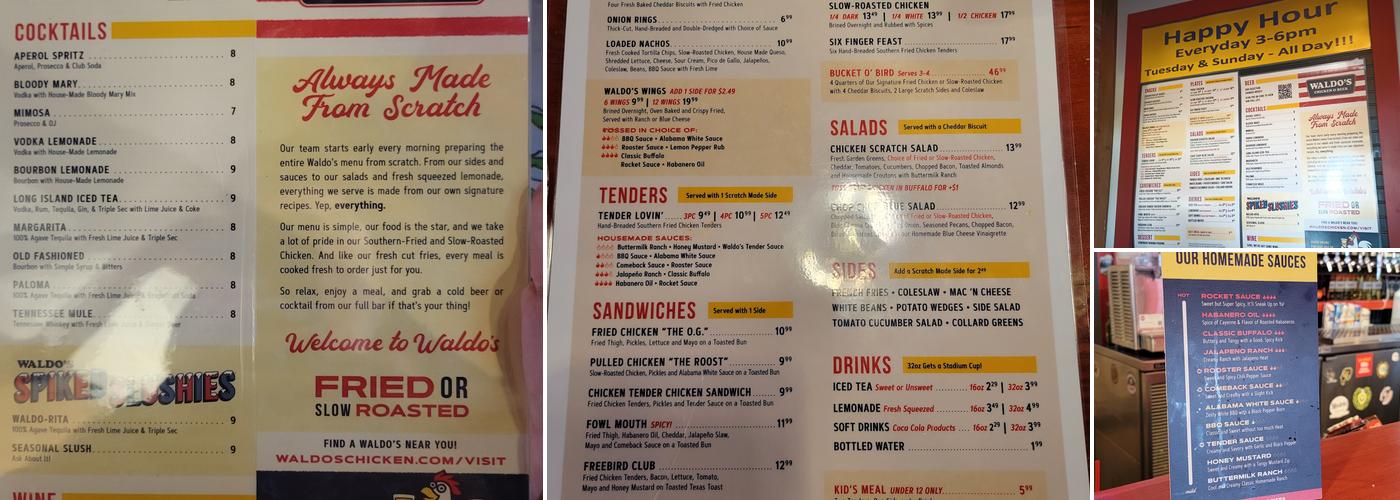 Waldo’s Chicken and Beer Menu