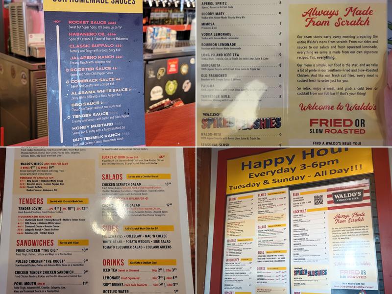 Waldo’s Chicken and Beer Menu