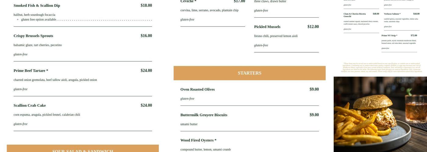 Tavern Underground Menu