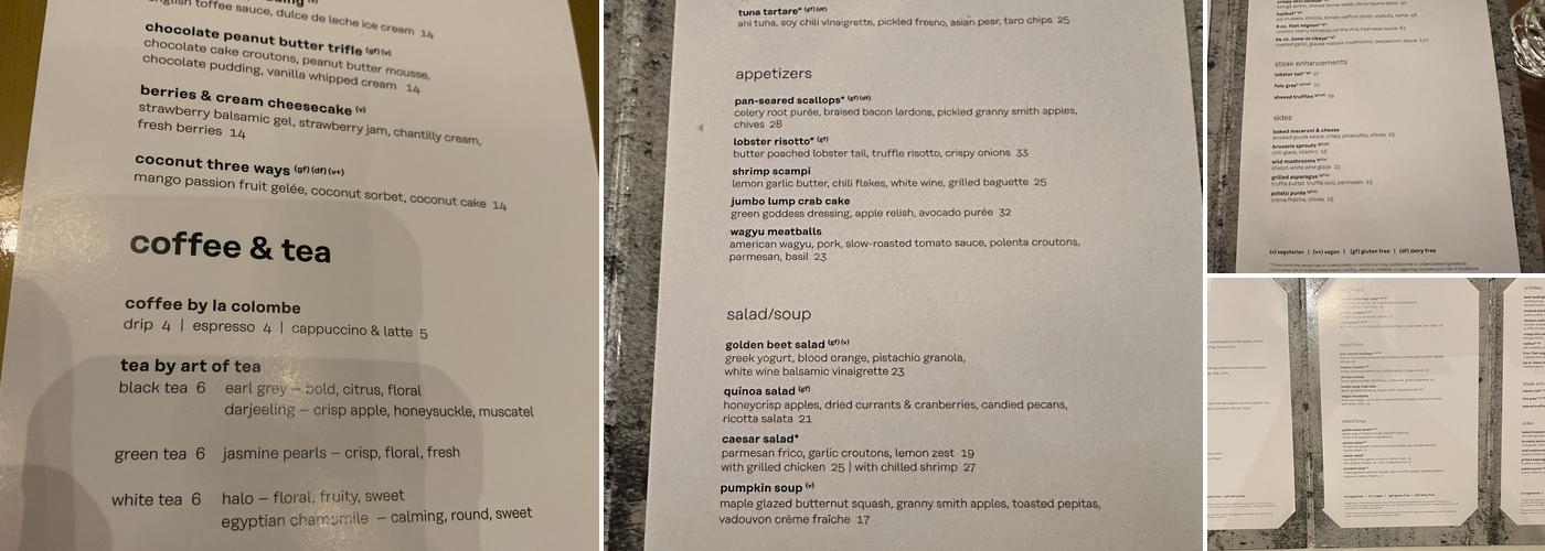 Gordon Ramsay Hell's Kitchen Foxwoods Menu