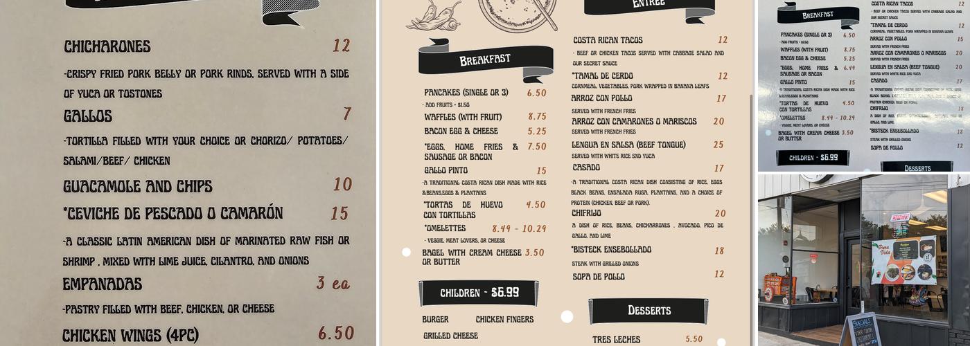 Pura Vida Menu