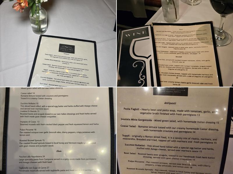 Joanne’s Table Menu