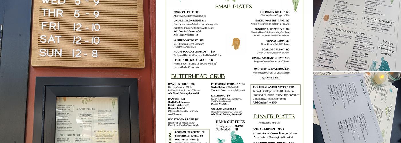 Purslane Eatery Menu