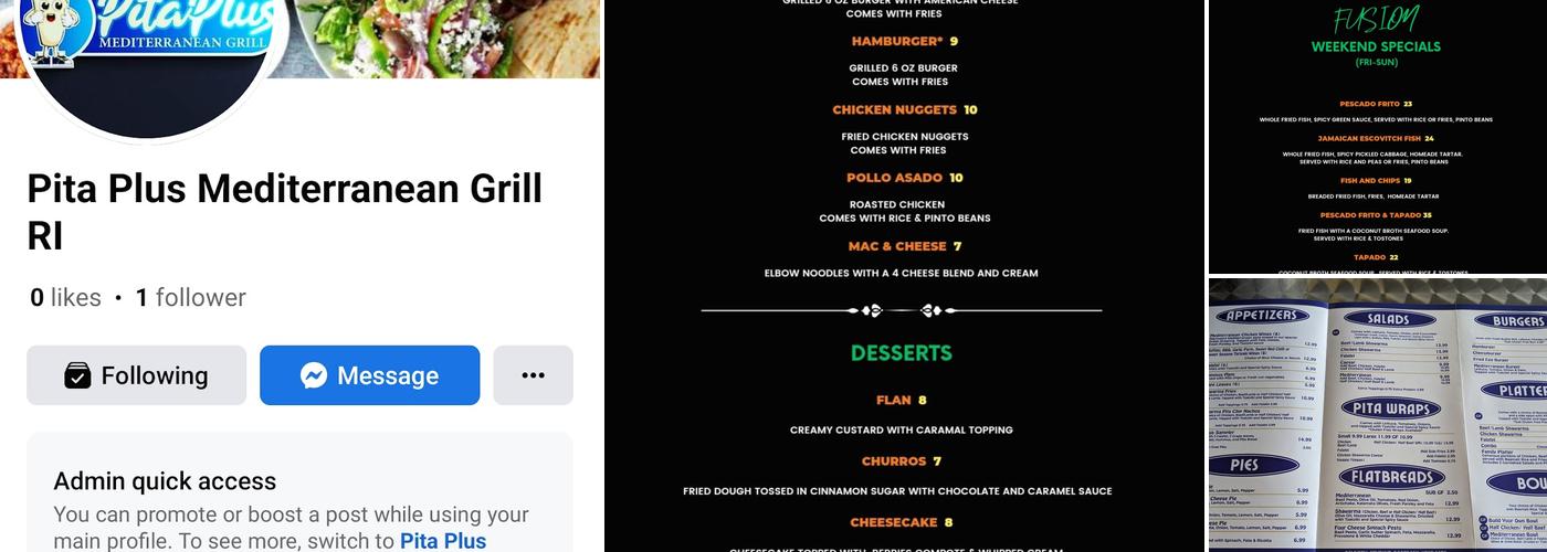 Pita Plus Mediterranean Grill Menu