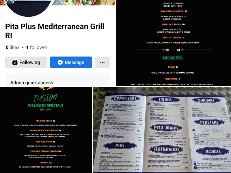 Pita Plus Mediterranean Grill Menu