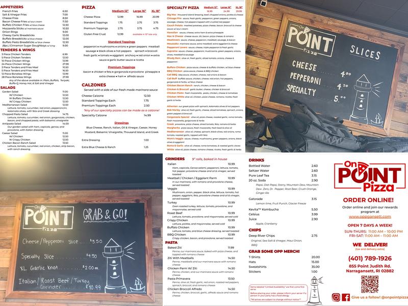 On Point Pizza Menu
