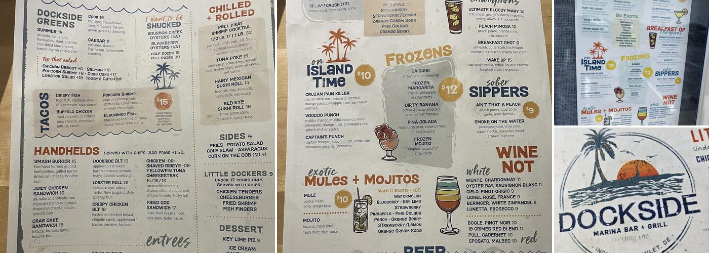 Dockside Marina Bar + Grill Menu