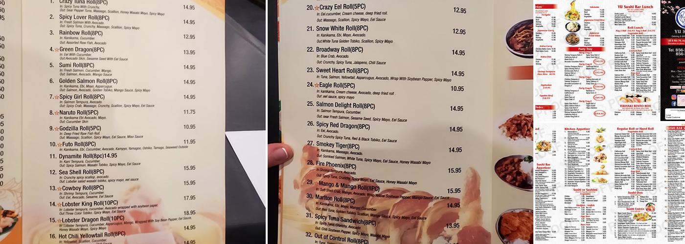 Yu Sushi Menu