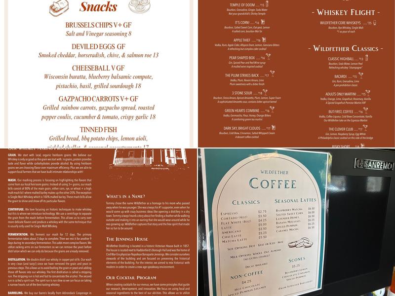 Wildfether Distilling Menu