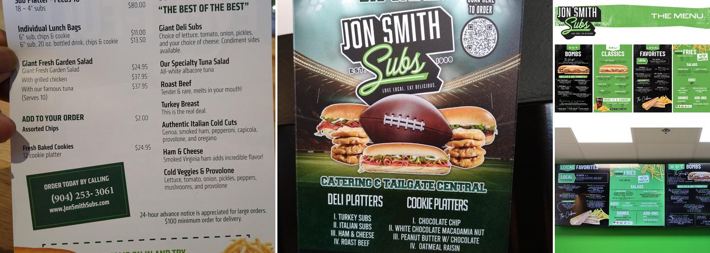 Jon Smith Subs Menu