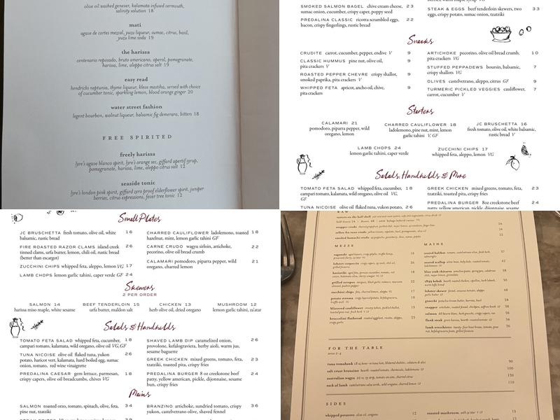 Predalina Menu