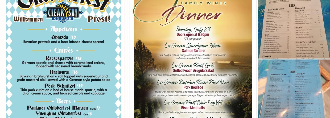 Clear Sky on Park Menu