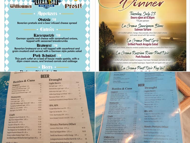 Clear Sky on Park Menu