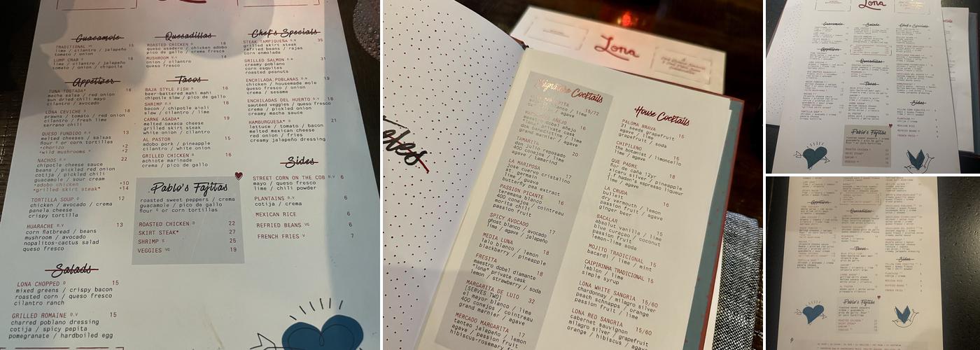 Lona by Chef Richard Sandoval Menu