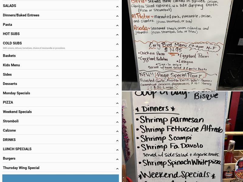 Gianna's Pizzeria Menu