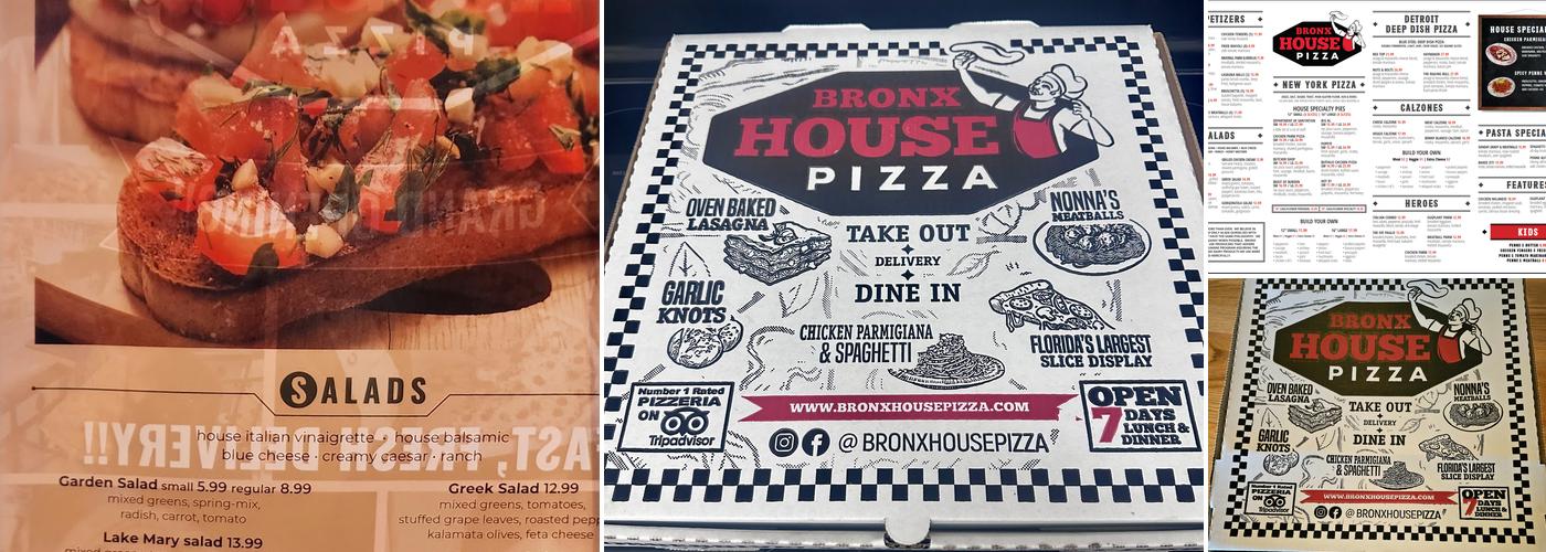 Bronx House Pizza Menu