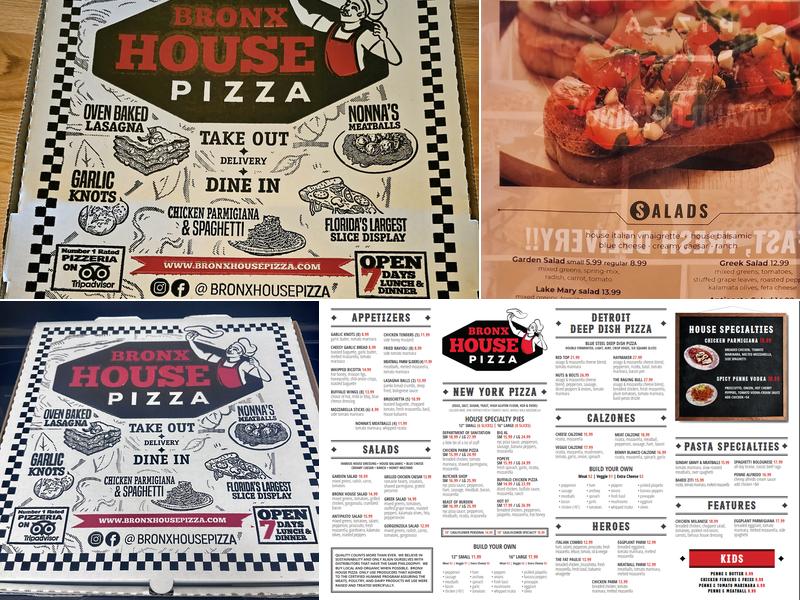 Bronx House Pizza Menu