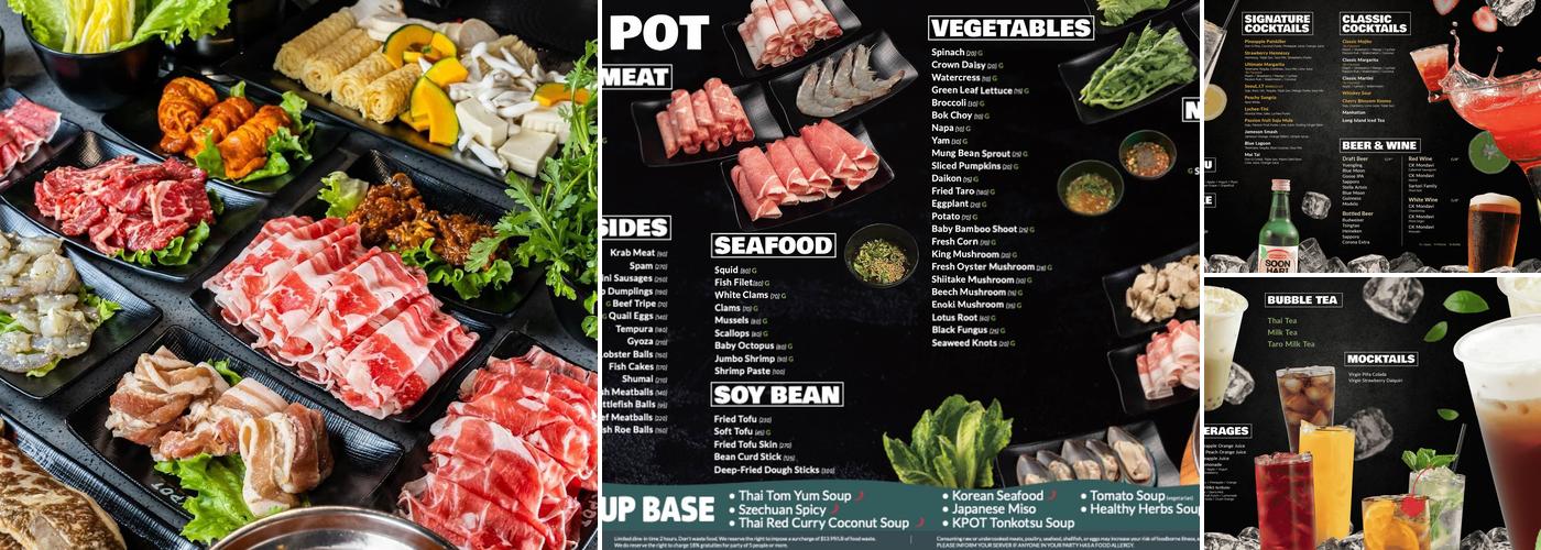 KPOT Korean BBQ & Hot Pot - Universal Studios Menu