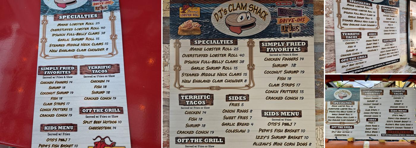 DJ's Clam Shack St. Augustine Menu