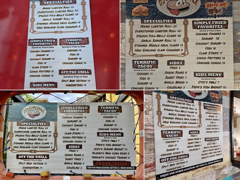 DJ's Clam Shack St. Augustine Menu