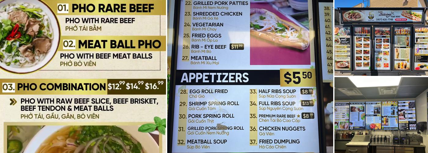 Pho Drive Thru Menu